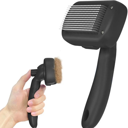 Self-Cleaning Shedding Brush - Gentle Grooming Tool for Dogs, Cats, and Puppies, Effective Deshedding and Hair Removal for All Coat Types, Black