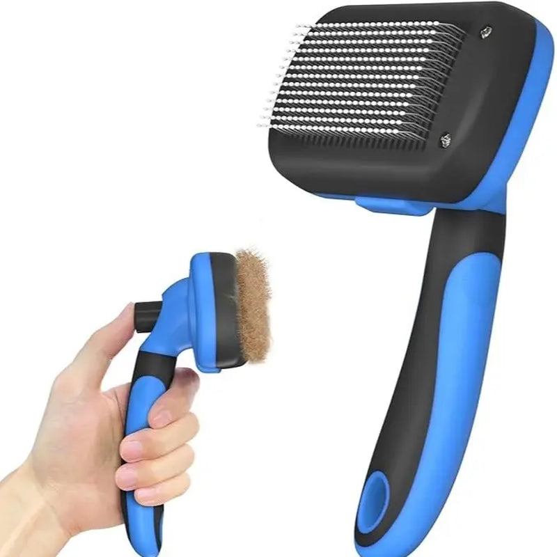 Self-Cleaning Shedding Brush - Gentle Grooming Tool for Dogs, Cats, and Puppies, Effective Deshedding and Hair Removal for All Coat Types, Black
