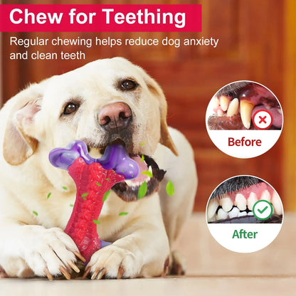 Durable Nylon Dog Bone Chew Toy for Large Aggressive Chewers - Interactive Exercise Toy in Purple and Red Design