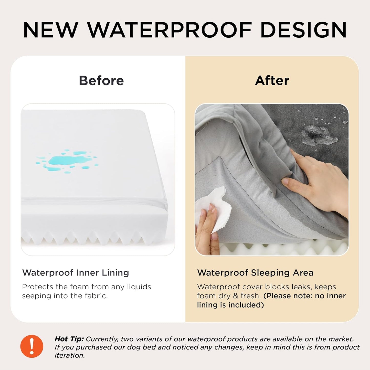 Orthopedic Dog Bed Medium Size Dogs - Washable Small Medium Dog Cat Bed Waterproof, Comfort Cats Couch Sofa with Washable Removable Cover, Pets Bed with Nonskid Bottom, Grey, 28"