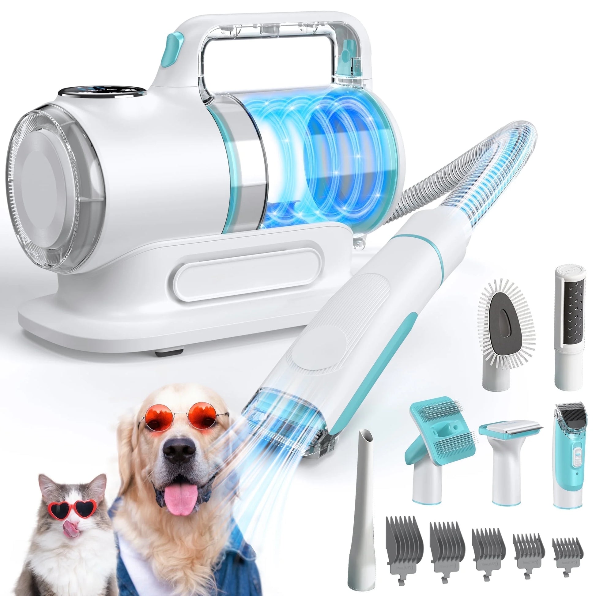 Professional 6-in-1 Dog Grooming Vacuum System - 11000PA High Suction with 1.5L Capacity | Effective 99% Hair Removal with Comprehensive Grooming Tools | Ideal for Professional Pet Grooming