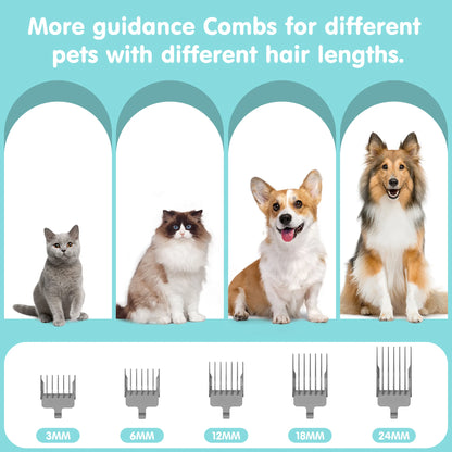 Professional 6-in-1 Dog Grooming Vacuum System - 11000PA High Suction with 1.5L Capacity | Effective 99% Hair Removal with Comprehensive Grooming Tools | Ideal for Professional Pet Grooming