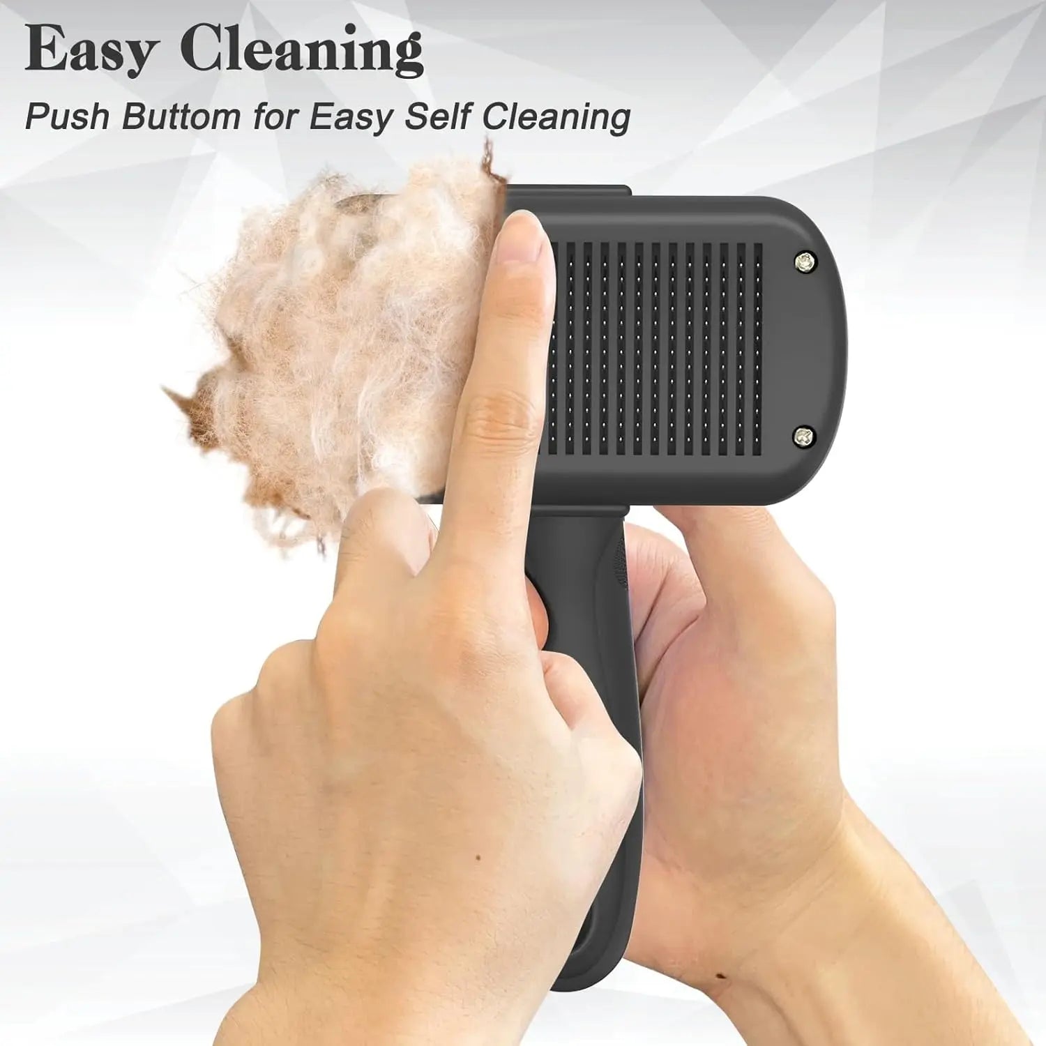 Self-Cleaning Shedding Brush - Gentle Grooming Tool for Dogs, Cats, and Puppies, Effective Deshedding and Hair Removal for All Coat Types, Black
