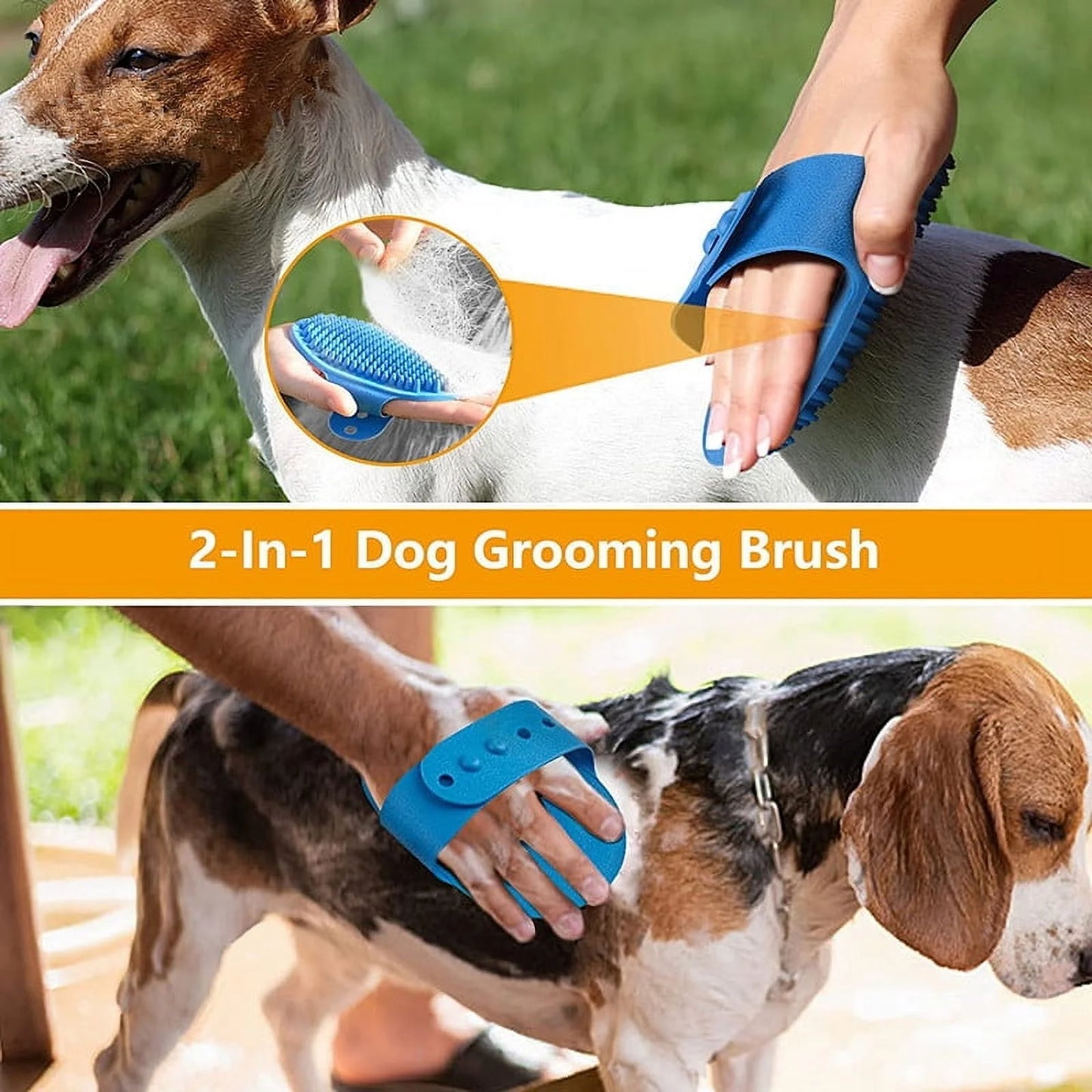 3-Pack Adjustable Width Pet Bath Brushes for Dogs and Cats - Soft Grooming Tools for Showering and Washing (Blue, Green, Yellow)