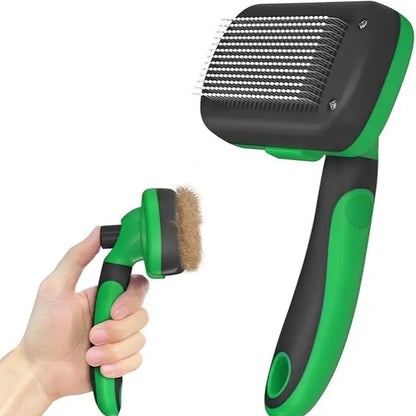 Self-Cleaning Shedding Brush - Gentle Grooming Tool for Dogs, Cats, and Puppies, Effective Deshedding and Hair Removal for All Coat Types, Black