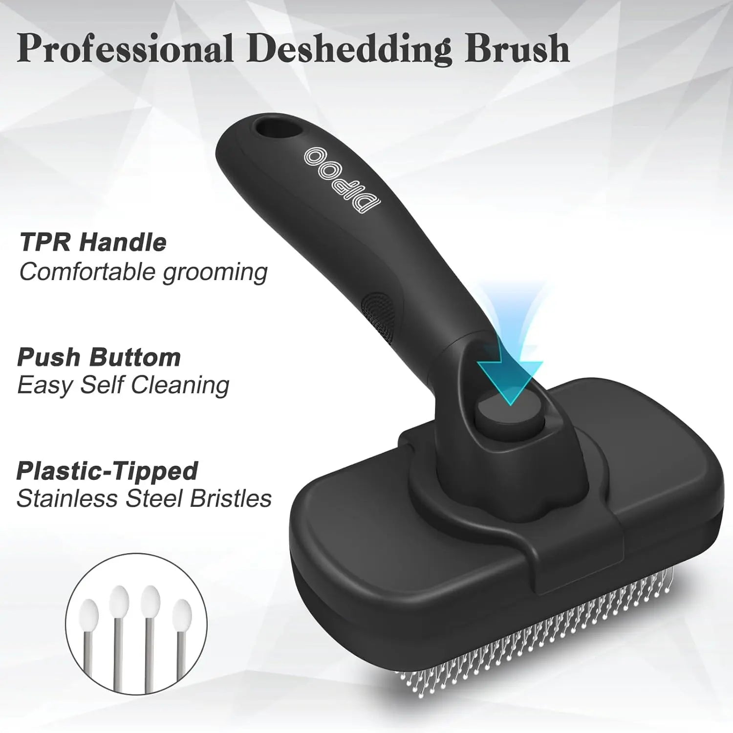 Self-Cleaning Shedding Brush - Gentle Grooming Tool for Dogs, Cats, and Puppies, Effective Deshedding and Hair Removal for All Coat Types, Black
