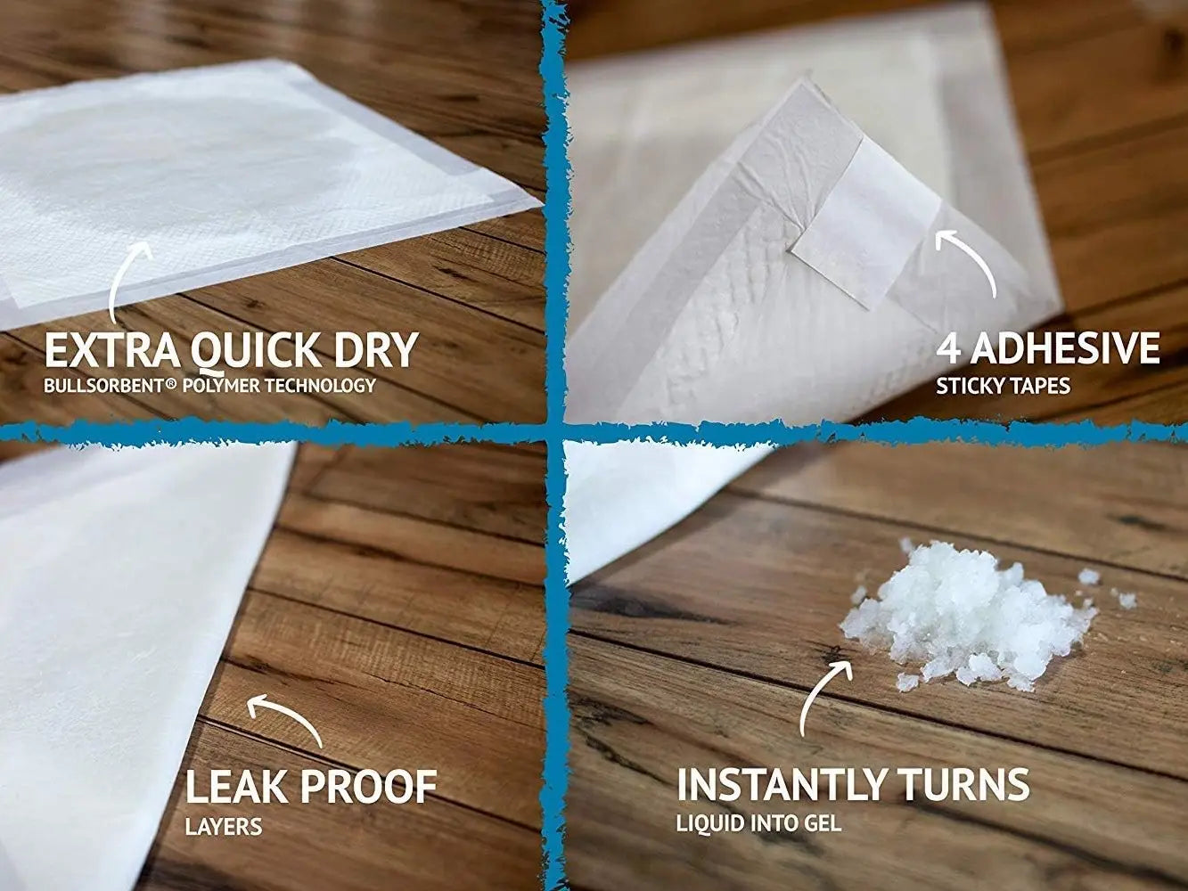 Bulldogology Premium Puppy Pee Pads with Adhesive Sticky Tape (24X24) Large Dog Training Wee Pads with 6 Layer Extra Quick Dry Bullsorbent Polymer Tech (100-Count, White)