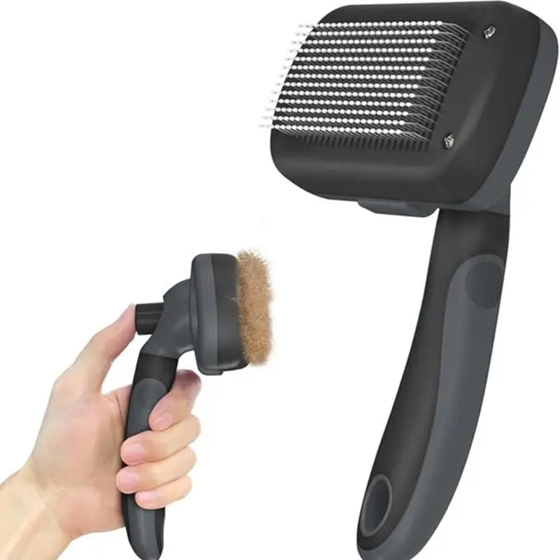 Self-Cleaning Shedding Brush - Gentle Grooming Tool for Dogs, Cats, and Puppies, Effective Deshedding and Hair Removal for All Coat Types, Black