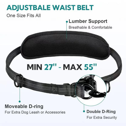 Professional Hands-Free Dog Leash with Pouch, Dual Leash for Two Dogs, Retractable Bungee Design with Dual Padded Handles, Ideal for Dog Walking and Running, Essential Dog Walking Accessories